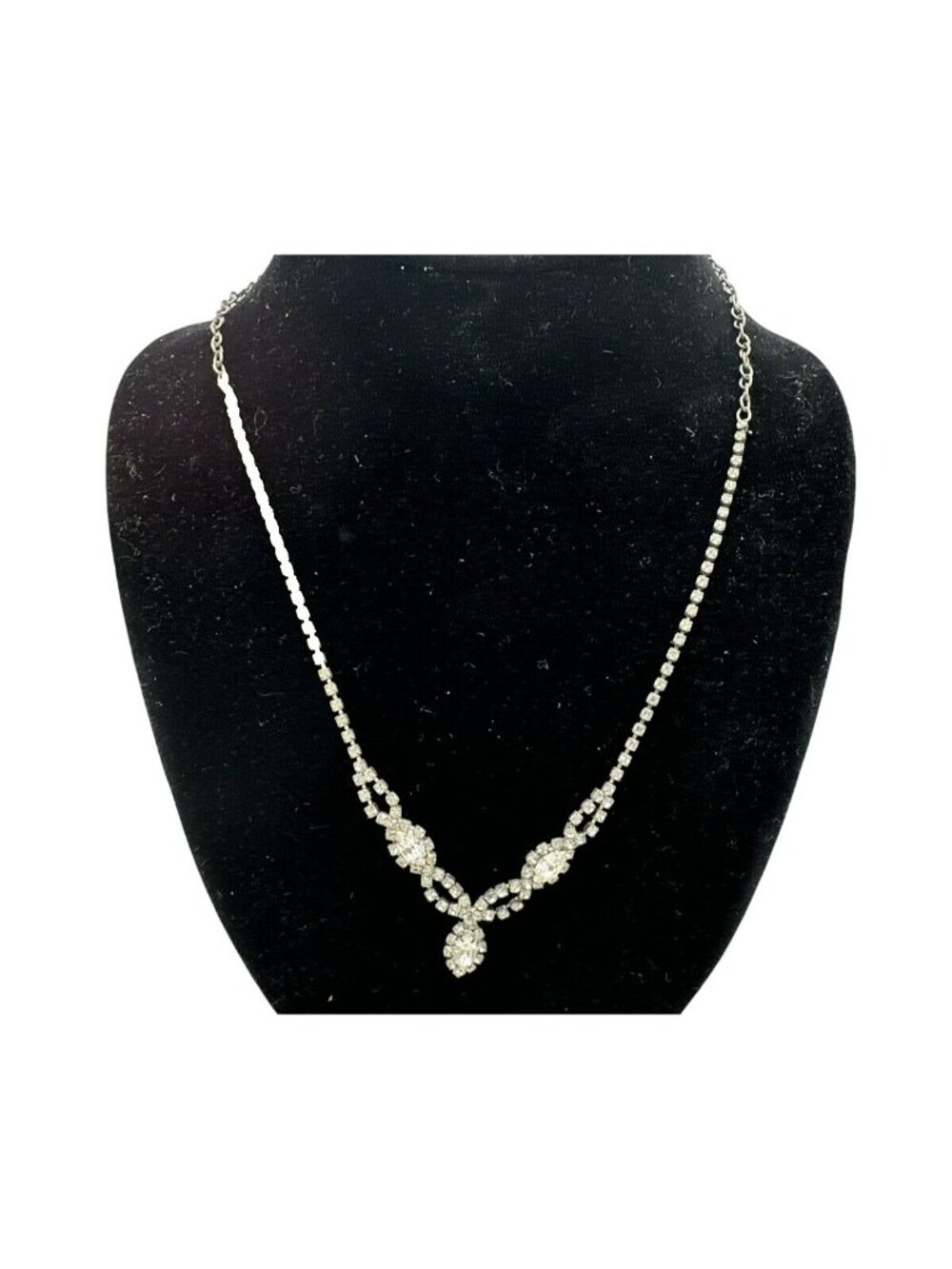 Necklace Dainty White Rhinestone Elegant 20" Retro Old Hollywood Style Fashion